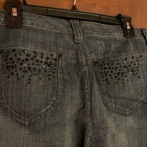Chico's  2 (12 ) Platinum embellished jeans